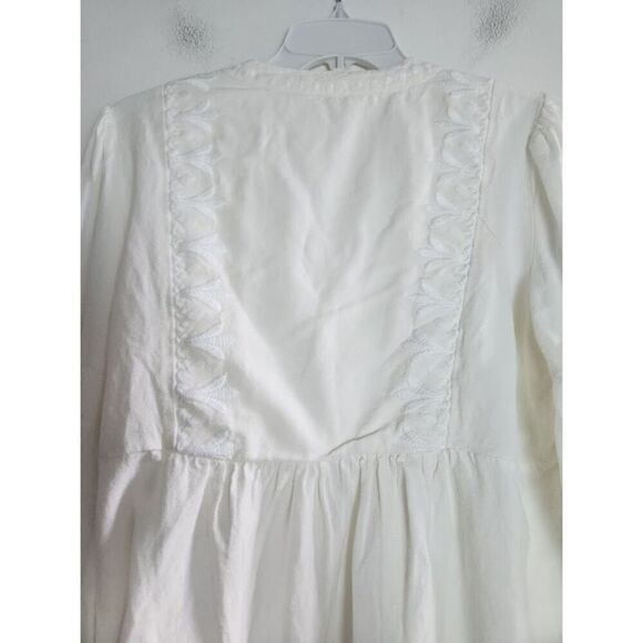 Soft Surroundings White Baby Doll Floral Embroidery Flax/Cotton Blouse sz Small - Picture 3 of 9